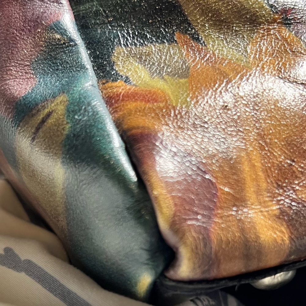 Patricia Nash Black Floral Hand-Painted Leather Shoulder Bag with Yellow Accents - Picture 11 of 11